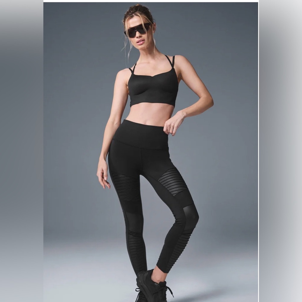 Alo Black 7/8 High Waist Moto Leggings